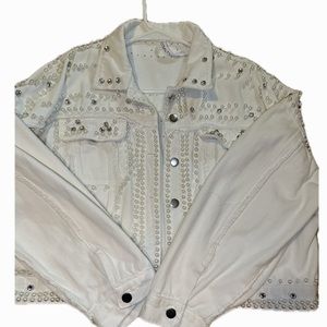White Pearled Jean Jacket